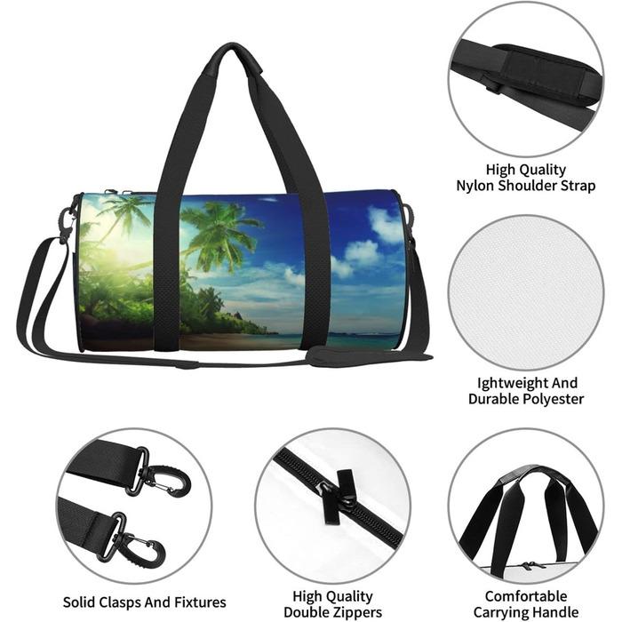 Спортивна сумка, дорожня сумка, пляжна сумка, принт Захід сонця, сумка на нічліг, чорна, універсальний розмір