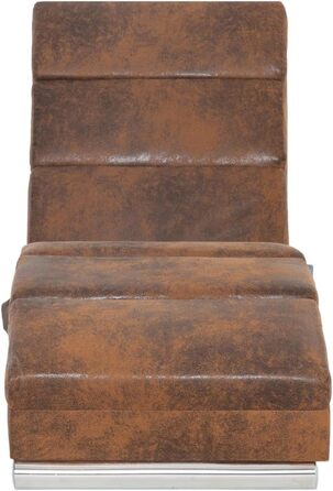 Шезлонг vidaXL з 5 режимами масажу, функцією підігріву, масажним реклайнером, кріслом для відпочинку, шезлонгом, коричневим замшевим виглядом