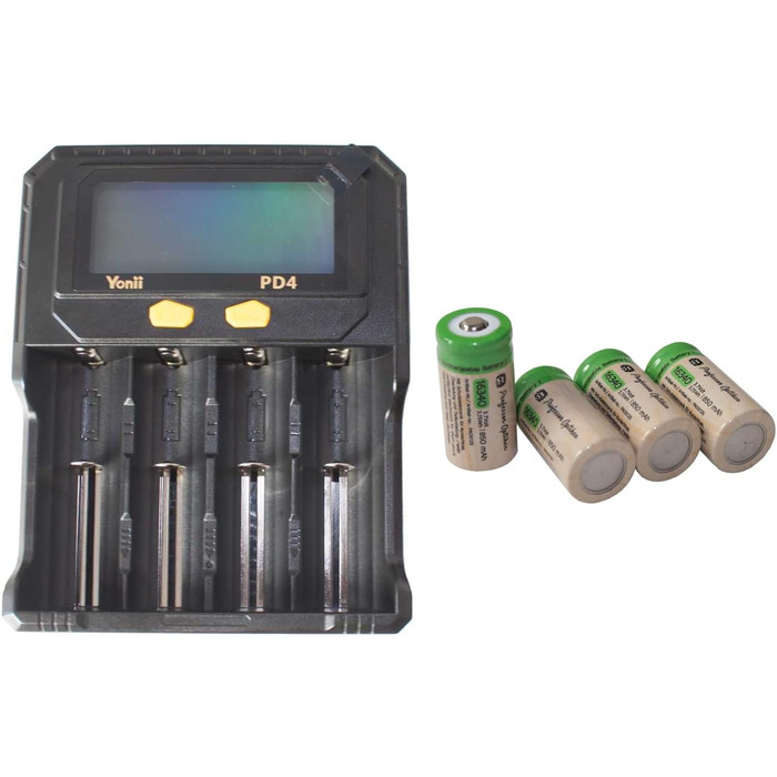 Універсальний зарядний пристрій для літій-іонних (Li-ion) та нікель-металгідридних (Ni-MH) акумуляторів - функція тестування акумулятора - РК-дисплей, USB-кабель - додатково батарейки (вкл. 4 шт. AA/Mignon)