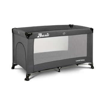 Базове ліжко CARETERO TUR - Ідеально підходить для дому та подорожей - Дорожній матрац - Зручна сумка - Для дітей від 1 місяця до 4 років - 9 кг - Дверцята на блискавці - 124x65x74 см - Графіт