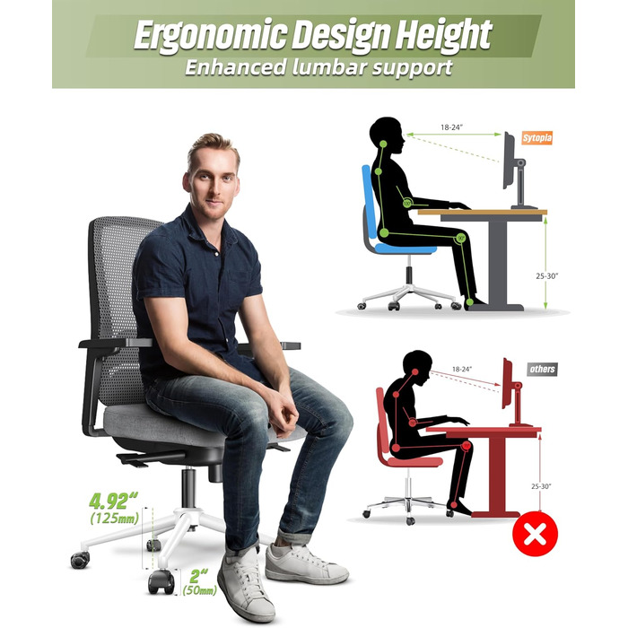 Поворотна основа для офісного крісла, посилена металева основа для робочого крісла, універсальні колеса та газова пружина, корпус білого кольору, 60