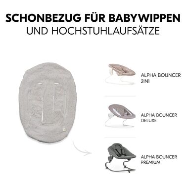 Чохол Hauck для дитячих шезлонгів і насадок для новонароджених Alpha Bouncer Premium, Alpha Newborn Set Plus, дихаюча муслінова бавовна, 85 см x 74 см x 0,25 см (бежеві точки)