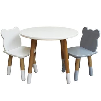 Дитячий стіл і стільці, дитячий ігровий стіл для малюків 2 стільці дерев'яний набір, 2-5 років (круглий)