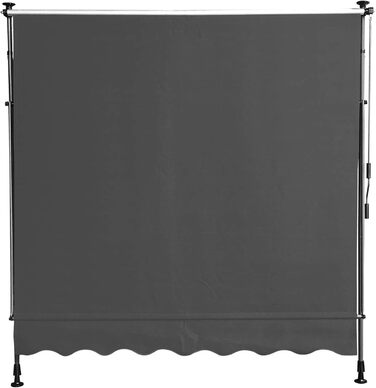 Тент QUICK STAR із затискачем 250x130 см, сірий, для балкону, сонцезахисний навіс, регульована висота від 200 до 290 см, для балкону без свердління