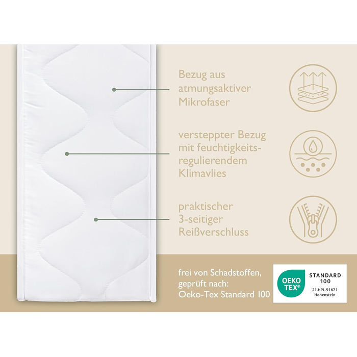 Ортопедичний комфортний матрац Badenia Trendline BT100 2-в-1 Duo XXL, 7-зонний, висота 22 см, рівні жорсткості 2 та 3, 140 x 200 см, сертифікований Oeko-Tex, виготовлений відповідно до німецьких стандартів якості. Рівні жорсткості H2 (м&39який) H3 (середн