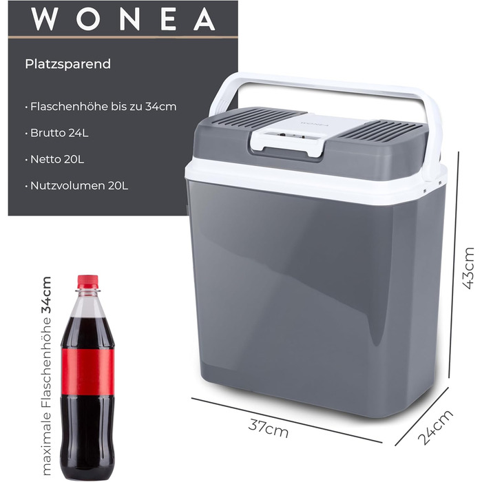 Літровий термоелектричний холодильник з USB-портом для зарядного пристрою, охолодження та обігрів 12 В/230 В, тихий кемпінговий холодильник для легкових та вантажних автомобілів, 24-