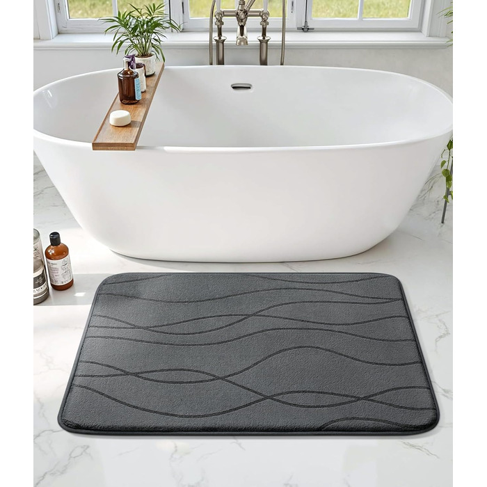 Килимок для ванної кімнати chakme з піни з ефектом пам&39яті, нековзний килимок для ванної, що миється, м&39який абсорбуючий килимок для ванної кімнати, килимок для душу для ванної кімнати темно-сірого кольору, 50x80 см