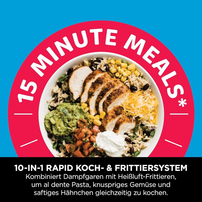 Мультиварка Ninja Speedi, 5,7 л, мультиварка 10-в-1, фритюрниця, аерофритюрниця, повільне приготування, гриль, випічка, чорно-мідний ON400EUCP мідний чорний 10-в-1