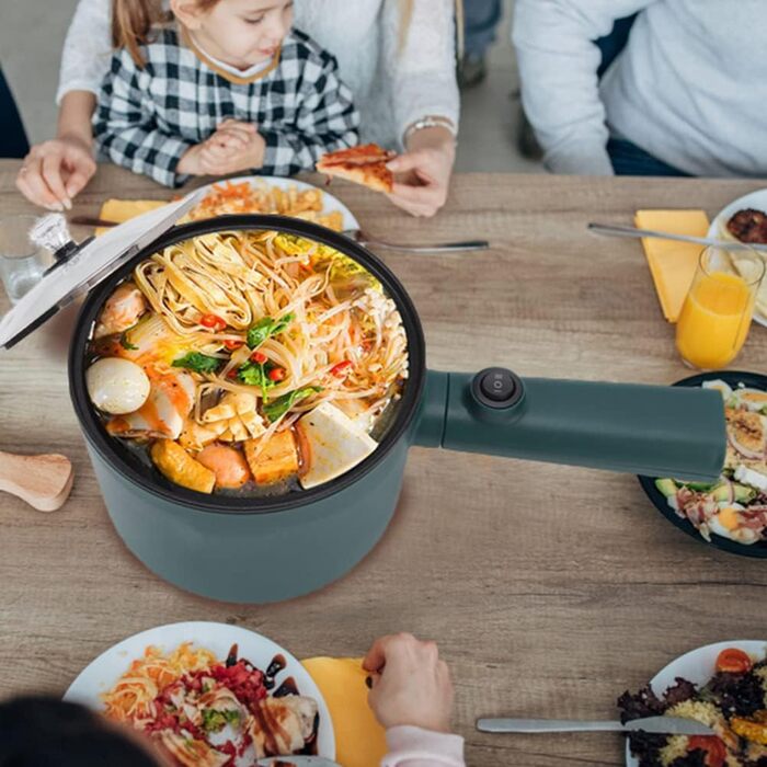 Електрична каструля з кришкою 1.8 л Електрична каструля з локшиною Мультиварка з кришкою Довга електрична плита для подорожей Гуртожиток Швидкий нагрівач Лопатка та яйце