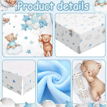 Набір постільної білизни для дитячого ліжечка Mixweer з 5 предметів, що включає тематичний ведмедик з повітряних кульок, простирад