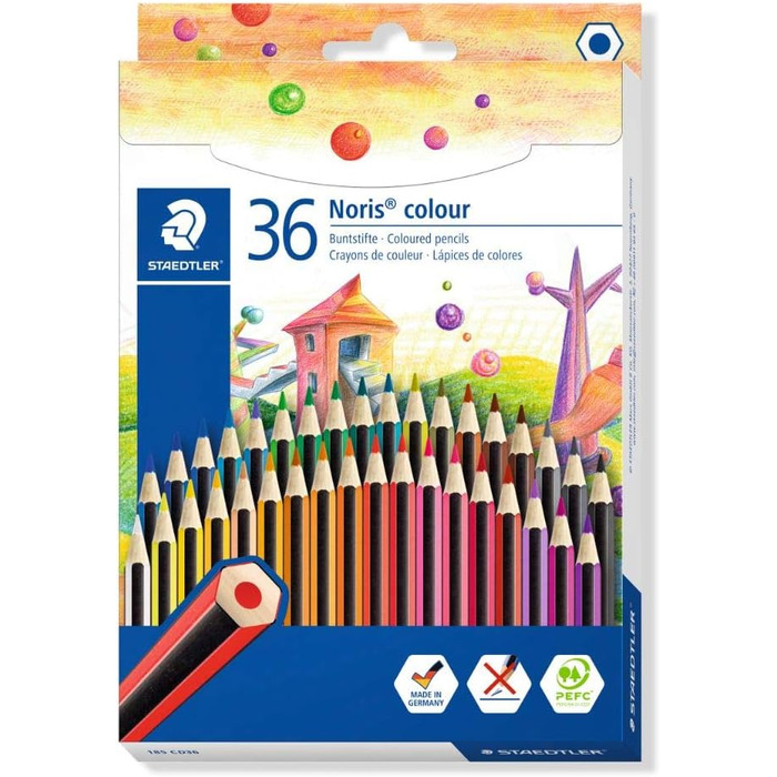 Кольоровий олівець STAEDTLER 185 CD36 Noris Colour клей-олівець, безпечний і безпечний для дітей клей 9H PTFCS