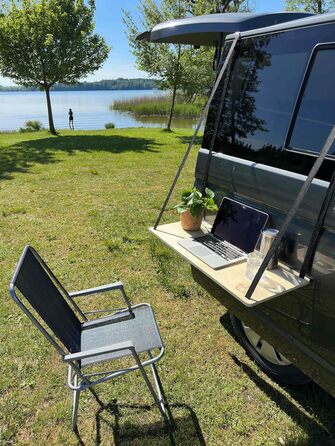 Підвісний столик для кемпінгу, підвісна полиця, дерев&39яна вулична кухня для кемперів, розсувні двері для автобуса VW, регульована висота, 80x35x1,5 см