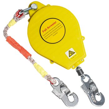 Висувний пристрій для зупинки падіння 3м/5м/7м/10м/15м/20м, зелено-жовтий ремінь безпеки, вантажопідйомність 150 кг, для покрівельних робіт/робіт на висоті (жовтий, 15 метрів)