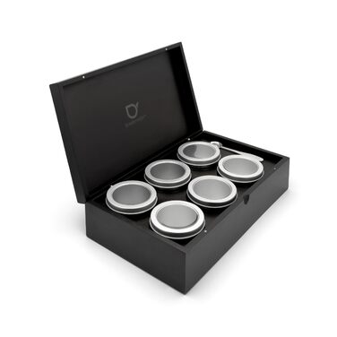 Велика коробка для чорного дерев&39яного чаю Bredemeijer, 35,5 x 20,8 см - Чайна коробка без віконця з 6 контейнерами для розсипного чаю та мірною ложкою, чорна