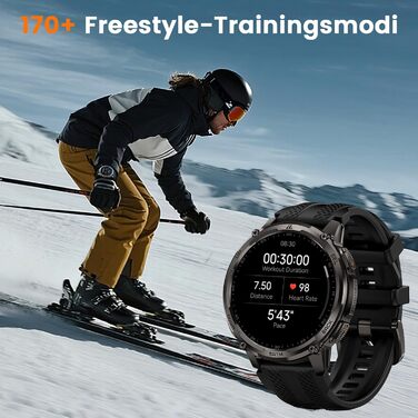 Розумний годинник KOSPET TANK T4C для чоловіків зі світлодіодним підсвічуванням, 1,5-дюймовим AMOLED-дисплеєм, дводіапазонним GPS та компасом, наддовгим часом автономної роботи, цілодобовим відстеженням серцевого ритму та сну, водонепроникністю до 50 м, д