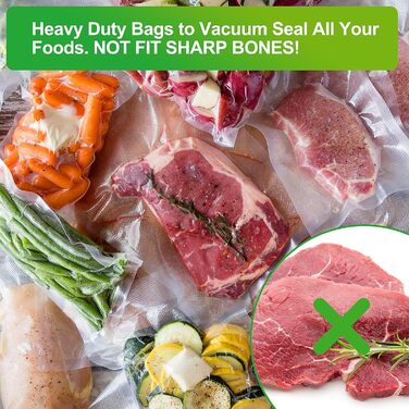 Тринтіонні вакуумні пакети, 200 пакетів 20x30 см вакуумні пакети для всіх вакуумних упаковок і вакуумного пакувальника харчових продуктів, екстрагований дизайн упаковки, киплячі пакети для заморожування Sous Vide, тиснені повітряні канавки