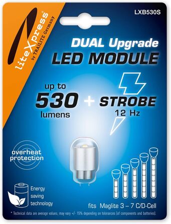 530S Dual Mode LED Upgrade Module 530 Lumens and Strobe Mode for 3-7 C/D-Cell Maglite Flashlights, 530S Dual Mode LED Upgrade Module 530 Lumens and Strobe Mode for 3-7 C/D-Cell Maglite Flashlights