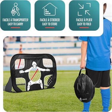 Висувні футбольні ворота, 2 шт., 120 x 80 x 80 см, Дитячі футбольні ворота з сумкою, Портативні складні футбольні ворота для саду, на природі та тренувань 2-в-1