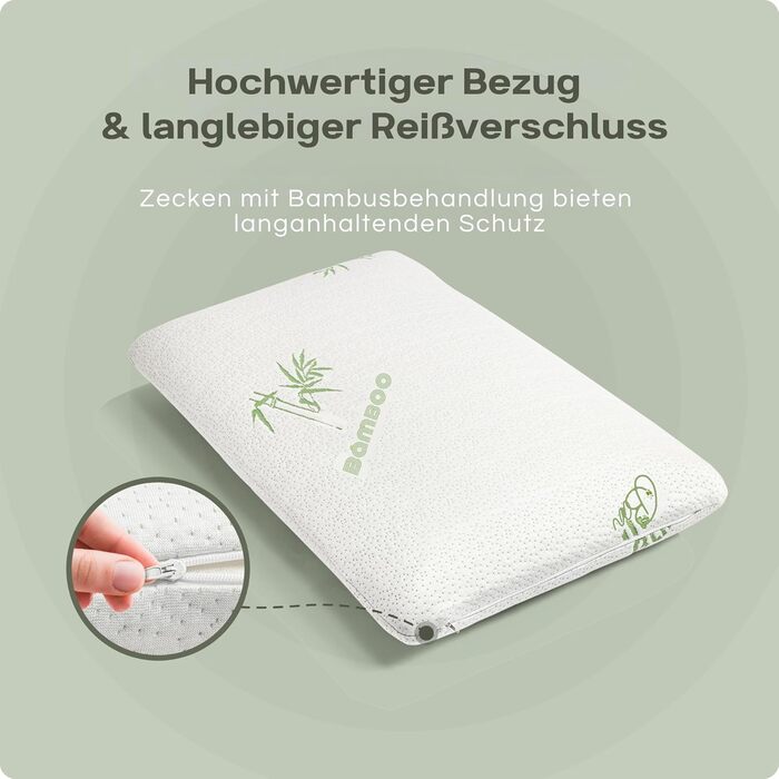 Ортопедична подушка для шиї Sleeptime - Подушка для голови виготовлена з в&39язкопружної гелевої піни (піна з ефектом пам&39яті), що знімає тиск, з бамбуковим чохлом - Розмір подушки 70x40 см - Висота 12 см