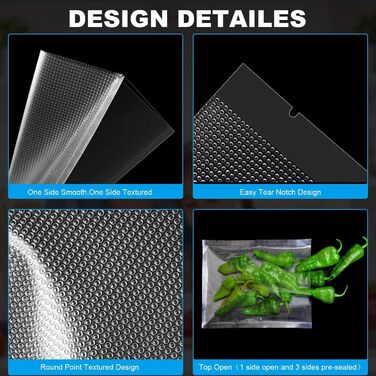 Структура вакуумного пакета MAGIC SEAL, дуже товста вакуумна пакувальна плівка 190 мкм, PAPE, без BPA, sac sous vide, 100 пакетів (28 x 40 см)