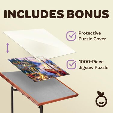 Стіл-головоломка JoyBerri/Стіл-головоломка, що перекочується - Пазл-панель на 1500 елементів із бонусною головоломкою/Портативні с