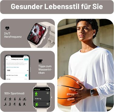 Розумний годинник ASWEE для чоловіків та жінок із Bluetooth-дзвінками, 1,83-дюймовий HD-фітнес-годинник, 123 спортивних режимів, фітнес-трекер із крокоміром, водонепроникність IP67 для Android та iOS, подарунки на День святого Валентина, зоряне сяйво