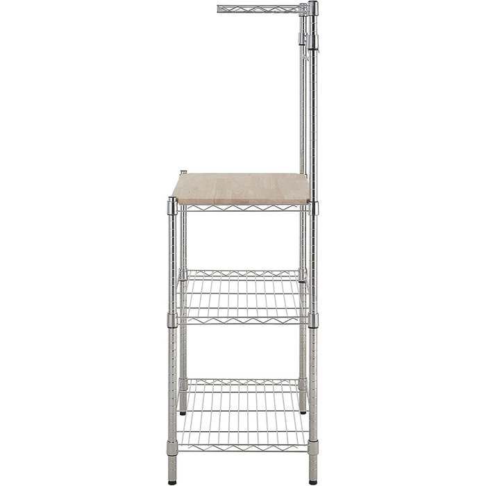 Кухонна полиця Storeo Basics 3, пекарська полиця з дерев&39яним столом, хромована, дерев&39яна, 61 см хромована, бежева