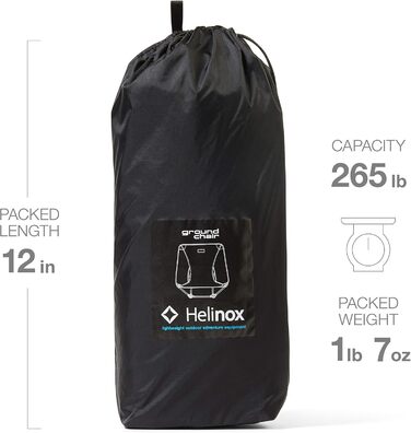 Наземне крісло Helinox Міцне, надлегке, складне, портативне крісло для кемпінгу, походів, піших прогулянок та мотоциклетних турів, чорного кольору