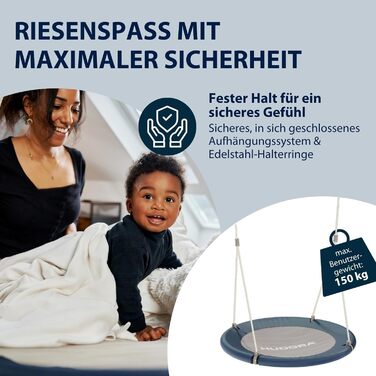 Регульована по висоті гніздова гойдалка діаметром 90/110 см для навантаження до 150 кг - Підвісна гойдалка з закритим сидінням - С