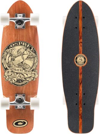 Скейтборд Osprey Single Kick Tail Cruiser In Skate We Trust Brown 27.5" міні-круїзер 70 см old school single kick 7-шаровий канадський клен ABEC-7 PU колеса 60x51 мм для новачків профі In Skate We Trust дизайн оригінал Великобританія 2025