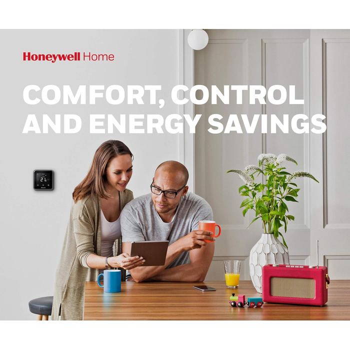 Провідний інтелектуальний термостат Honeywell Home T6 - чорний - сенсорний екран керування опаленням із геозонуванням, Alexa, Apple і Google - 868 МГц - просте встановлення та налаштування програми для комбінованих котлів