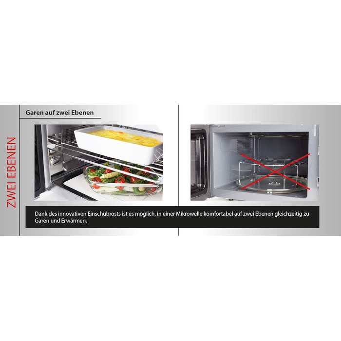 КАСО MG20 Керамічне меню 2-в-1 Мікрохвильова піч з грилем Керамічна основа та решітка для гриля на 2 рівні, гриль 900 Вт, 1000 Вт, 20 л, нержавіюча сталь, дзеркальна 20 літрів