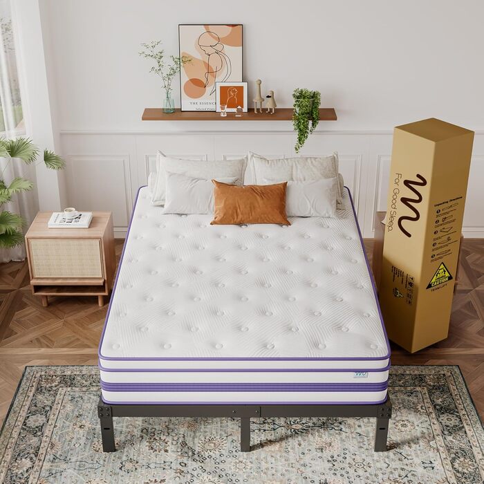 Матрац 140x200 см, висота 26 см, H3, сертифікований Oeko-TEX, гібридний гелевий пінопласт з ефектом пам&39яті, пружинна основа у формі кишенькової сітки, повітропроникний, середньої жорсткості, для зняття тиску, матрац у формі бочки з пружинами у формі ки