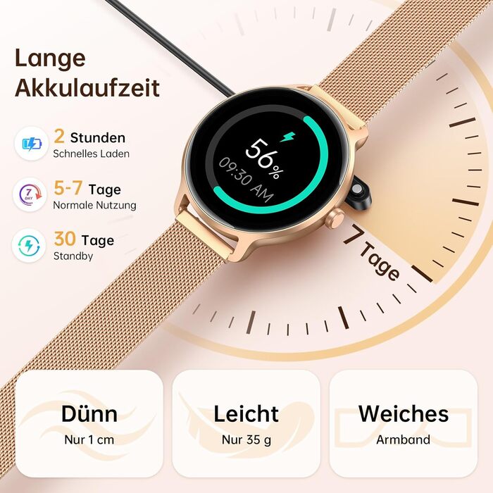 Жіночий круглий смарт-годинник, 1,27-дюймовий AMOLED-смарт-годинник з функцією телефону, фітнес-годинник з монітором серцевого ритму, монітором SpO2, монітором сну, крокоміром, 120 спортивних режимів, водонепроникність IP68, сумісний з iOS та Android, зол