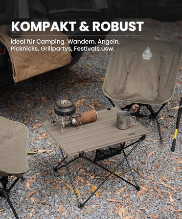 Складаний кемпінговий стіл OneTigris CAMPMATE, маленький складаний стіл, надлегкий портативний вуличний стіл, складний стіл, вантажопідйомність до 30 кг для використання на свіжому повітрі, походи, зелений рейнджер