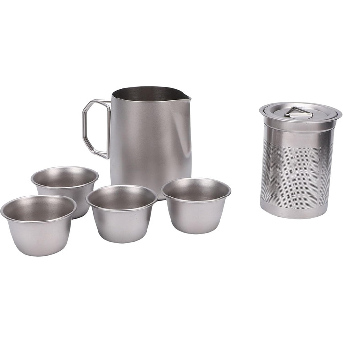 Сервіз для чаю Sorandy з нержавіючої сталі, чайник з нержавіючої сталі 304, портативний сервіз з сумкою для транспортування, ідеальний для кемпінгу, походів та подорожей з рюкзаком