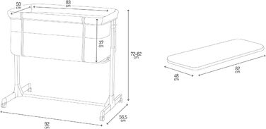 Багатофункціональна тумбочка та дитяче ліжко MoMi REVO, 6-рівневе регулювання висоти від 72 до 82 см, темно-сірий колір