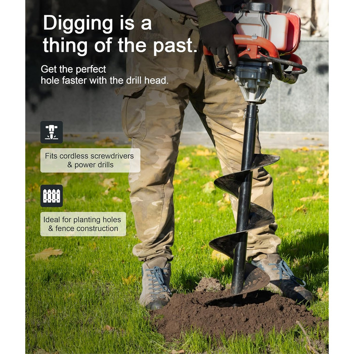 Буровий наконечник Ø80мм, 800мм, сталевий, змінний для земляного бура/шнека, для встановлення огорож та стовпів, з поперечним кріпленням болтом (болт шплінт включені), сумісний з EB52 не для дрилів Ø 80 мм, 80