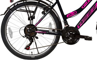 Дюймовий міський велосипед для дівчаток, дитячий велосипед, 21 передача, чорний та рожевий, 24-