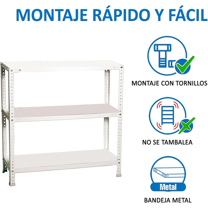 Надміцний стелаж Simonrack, стелаж для зберігання, металевий стелаж 100x80x30, стелаж для підвалу, точка вигину 100 кг, 3 полиці, білий - Comfort