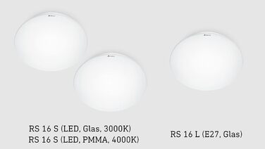 Стільовий LED-світильник Steinel RS 16 S з опаловим склом, білий, 9.3 Вт, настінний, з датчиком руху 360, радіус дії 3-8 м, 918 Лм, для коридору, скляний плафон