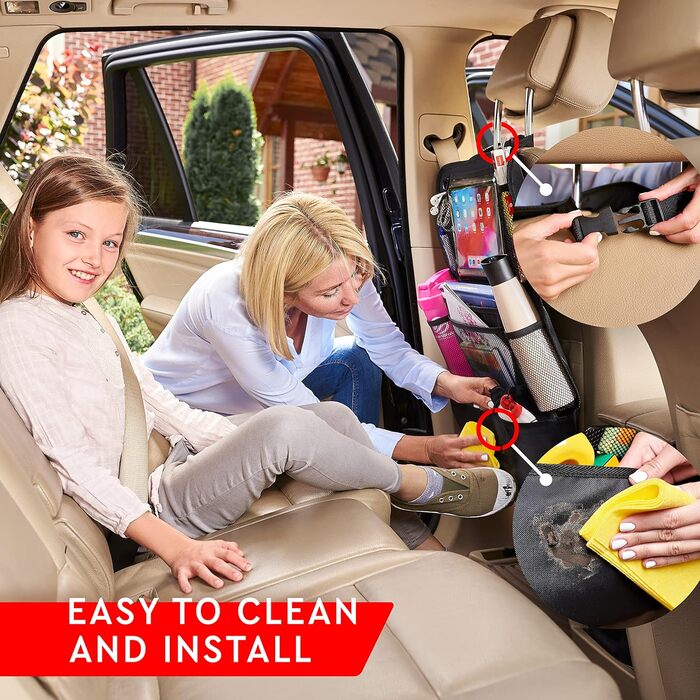 Органайзер на заднє сидіння автомобіля Helteko для дітей, чохол на спинку сидіння з 9 кишенями, органайзер на сидіння автомобіля з
