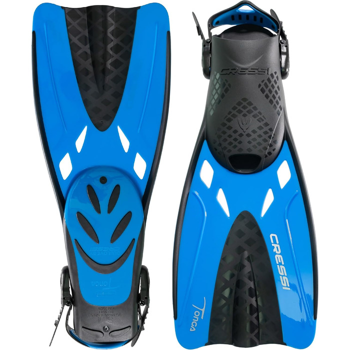 Ласти CRESSI Tonga/Комплект - Легкі регульовані короткі ласти або комплект коротких ласт повнолицьова маска Baron з широким полем зору, ідеально підходять для підводного плавання, плавання, комплект для дорослих короткі ласти повнолицьова маска чорний/син