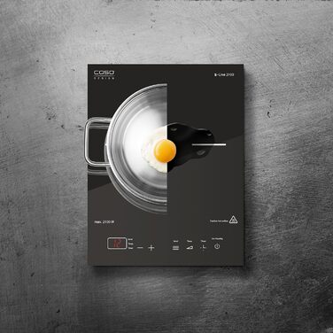 Індукційна варильна поверхня CASO S-Line 2100 мобільна, переможець тесту, точний SmartControl 60-240C, таймер до 180 хв., каструлі до 24 см, 2100 Вт, склокераміка, нержавіюча сталь, чорний одинарний індукційний одинарний