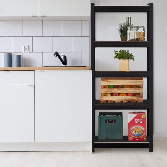 Надміцний стелаж Relaxdays, ВxШxГ 150x60x40 см, 1250 кг, 5 полиць, сталь, полиця для зберігання в підвалі, гаражі, вставного типу, чорний