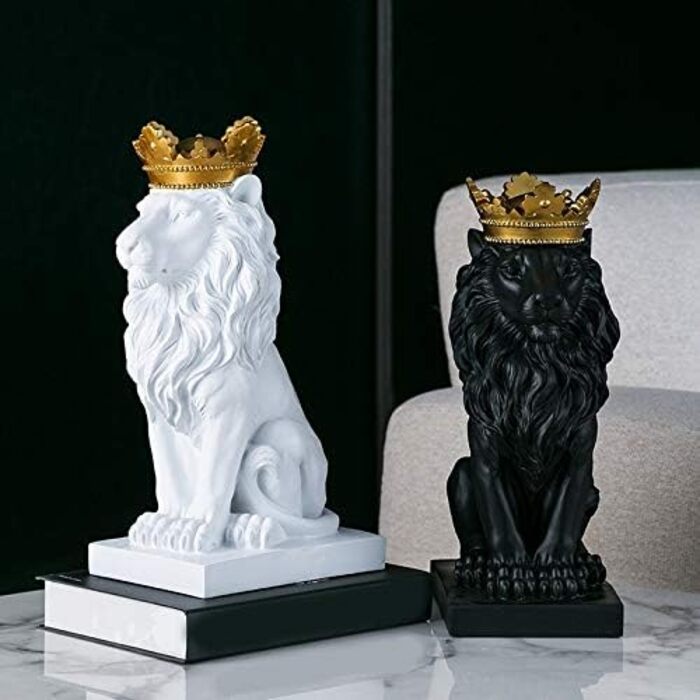 Корона - Статуетка, будинок, офіс, бар, лев-самець, віра, смола, скульптура, , анімалістика, прикраса, орнамент - Чорний