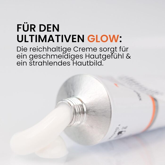 Крем для сяйва шкіри Jean & Len Ultimate Glow, підходить для всіх типів шкіри, забезпечує здорове сяйво, з похідною вітаміну C, без запаху та веганський, 50 мл