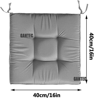 Квадратні подушки для стільців GANTEC 16' для обідніх стільців із зав'язками, товсті накладки на обідні кухонні стільці, подушки для стільців у патіо, подушки для сидінь для домашнього офісу в саду на відкритому повітрі (колір хакі, розмір 2 упаковки) 2 у