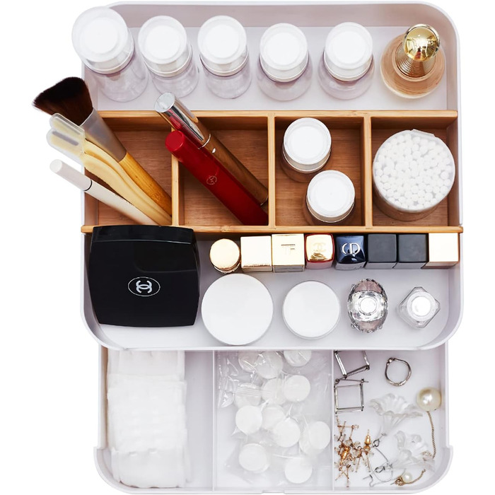 Організатор для косметики, зберігання косметики, контейнер для косметики, високоякісна багатофункціональна бамбукова косметичка з