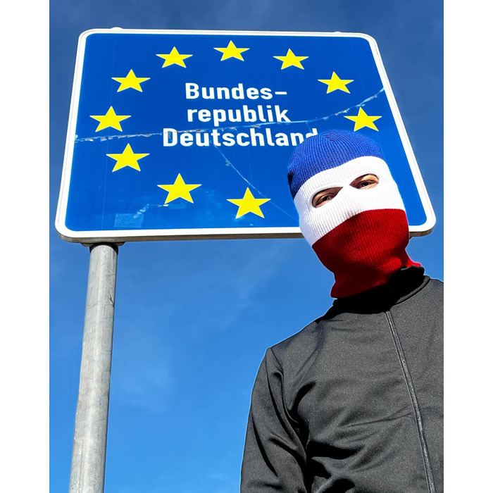 Шапка/Балконний Troublemaker 2 в 1 Синій Білий Червоний Смугастий Маска Шапка Балаклава Ультрас Лижні Хулігани